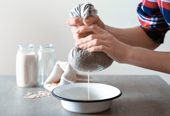 Nussmilchbeutel aus Leinen