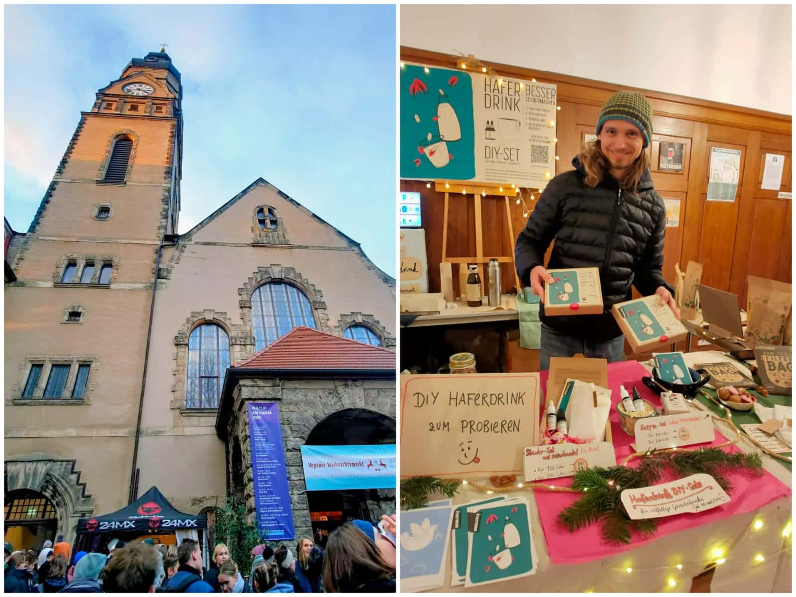 NECTARBAR beim Veganen Weihnachtsmarkt im PHILIPPUS Leipzig mit Haferdrink-DIY-Sets und Rohkakao