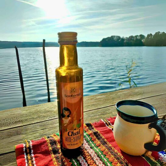Chai Sirup von Sonnentor in einer 250ml Glasflasche.